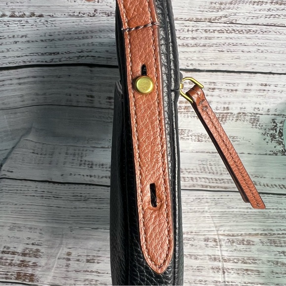 Fossil Black Leather Crossbody Purse Brown Cowhide Leather - Picture 7 of 16